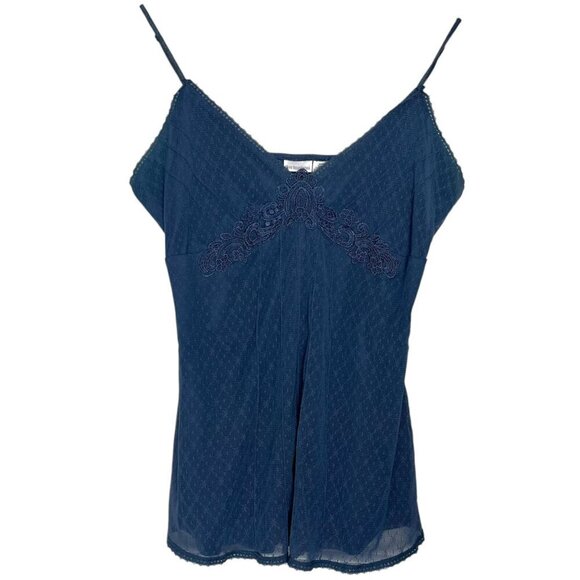 Y2K No Boundaries Women's L Lace‎ Trim Pleated Camisole Layering Tank Blue - Picture 1 of 4